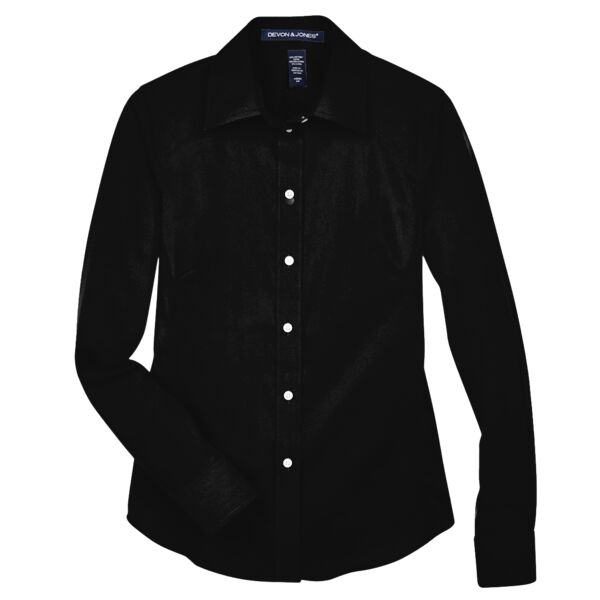 Women's Solid Stretch Twill Woven Dress Shirt (Relaxed Fit) Thumbnail